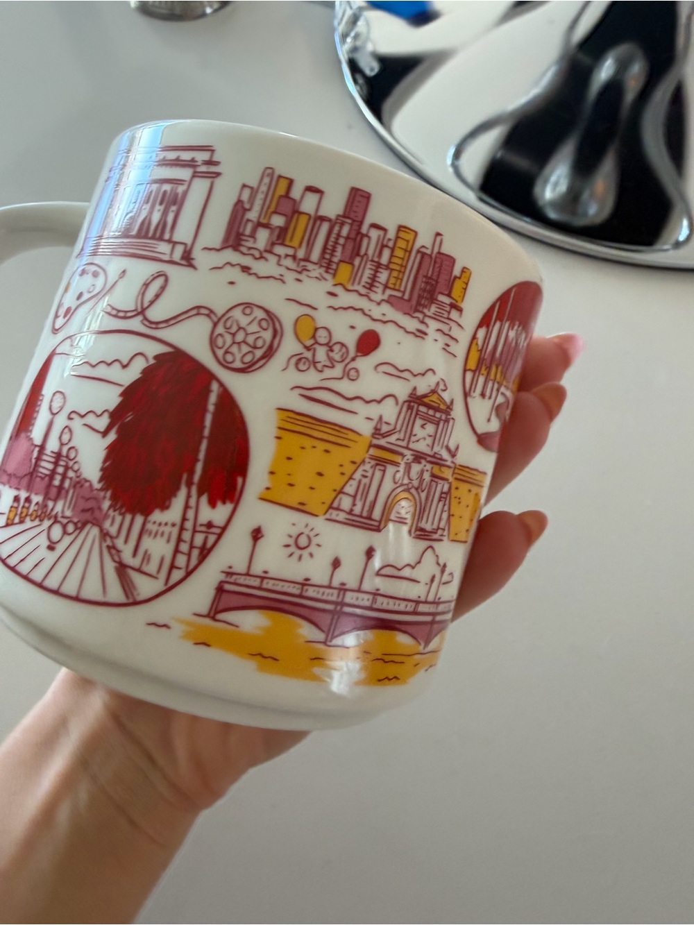 Starbucks Cityscape Mug in Red and Yellow